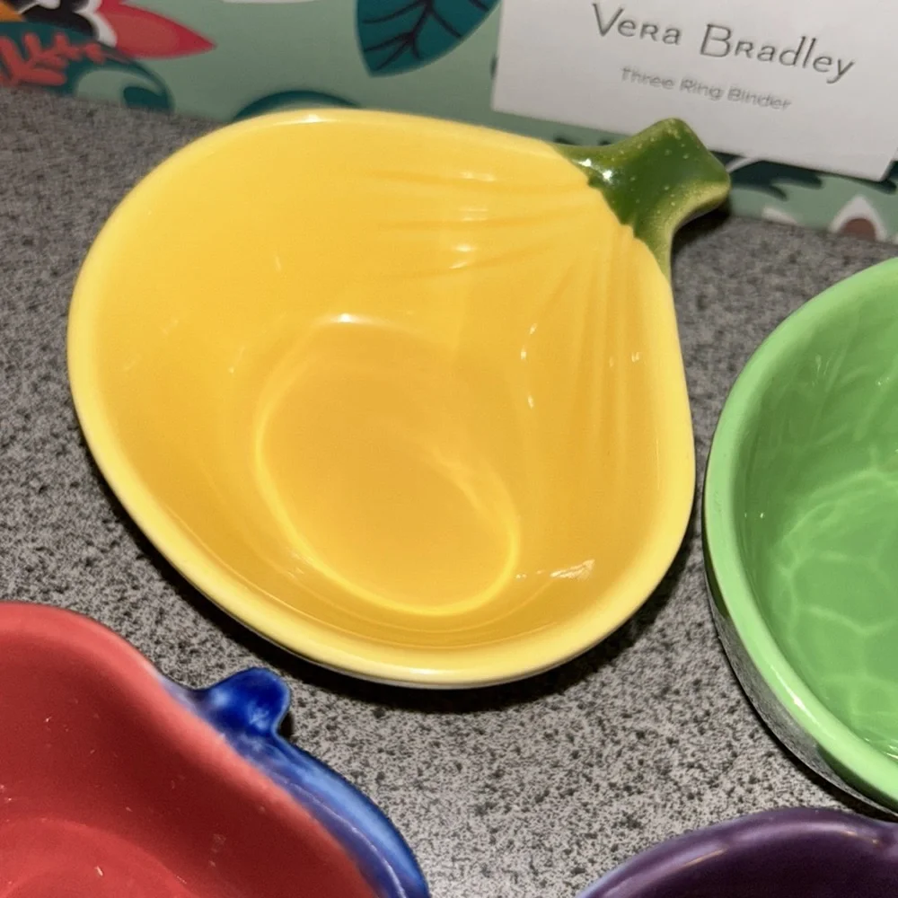 English set of 5 fruit ceramic pinch bowls